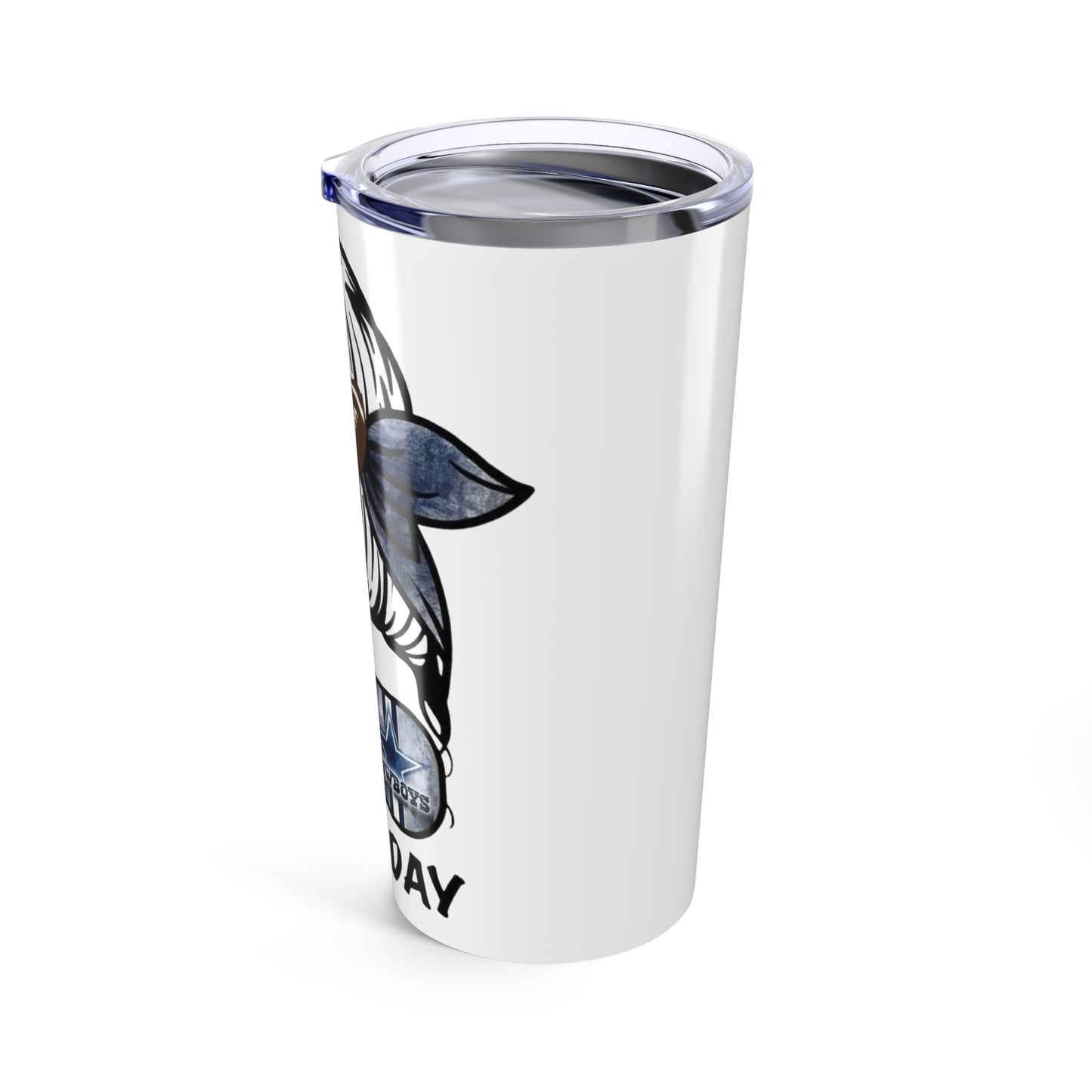 Cowboys Gameday 20oz Tumbler — Football Messy Bun Mom Travel Cup