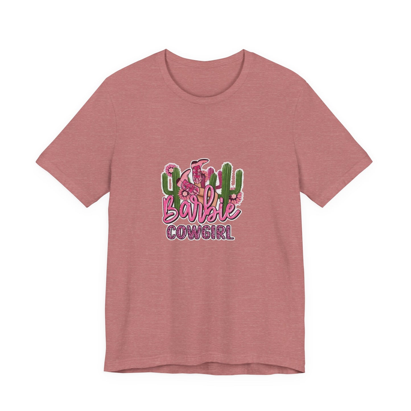 Barbie Cowgirl T‑Shirt – Pink Western Cactus Graphic Tee