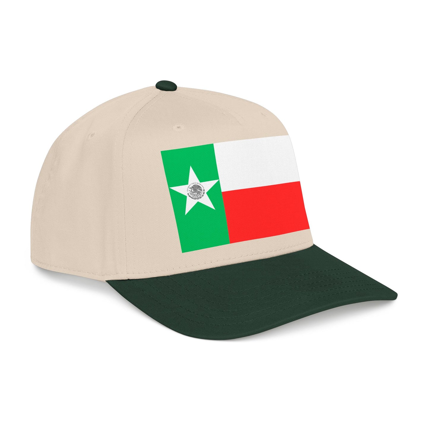 Mexico Flag Star embroidered Tricolor Mid Profile Baseball Cap | Mexican Flag Cap