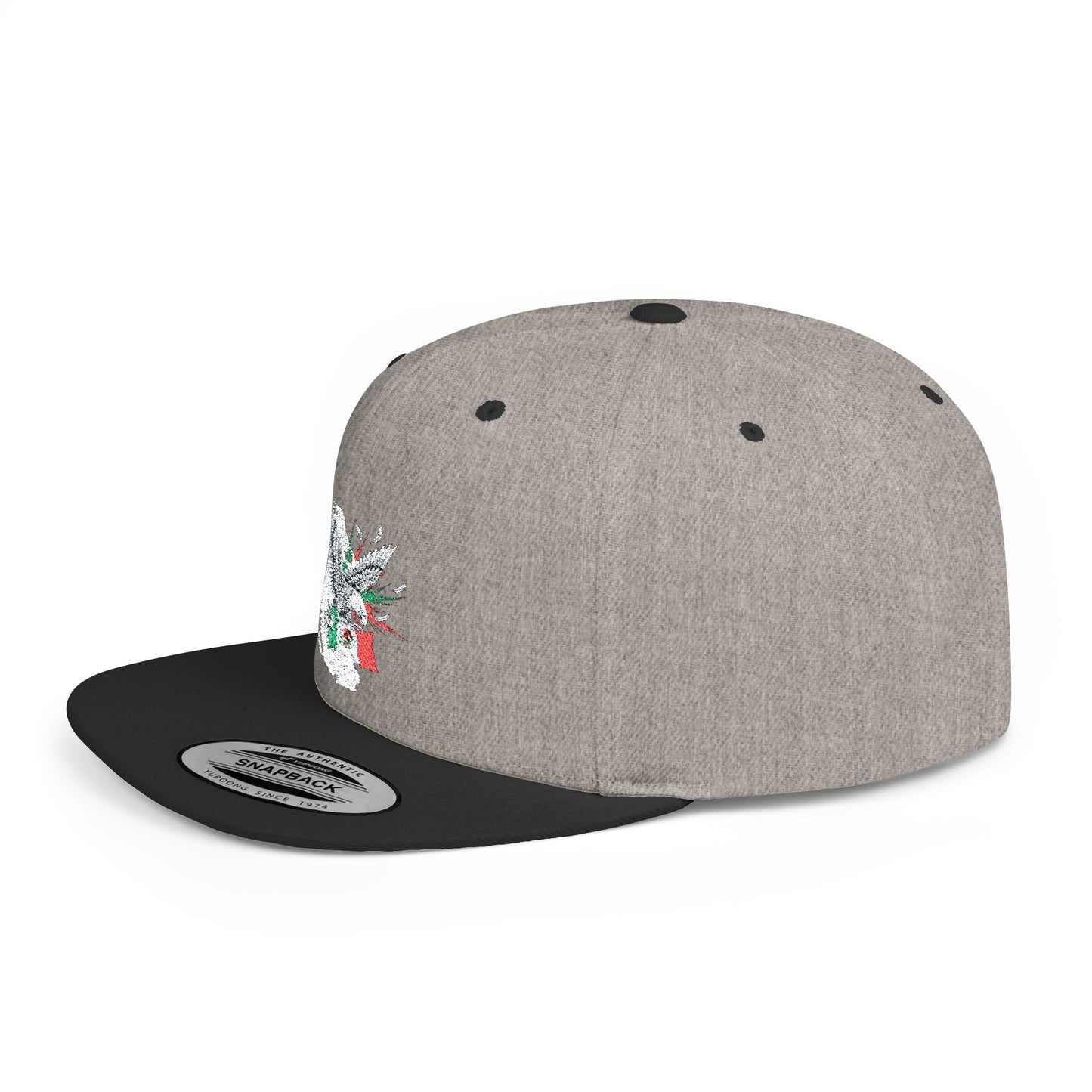 Mexican Flag Skull Flat Bill Snapback | Mexico Skull Cap, Grunge Patriotic Hat