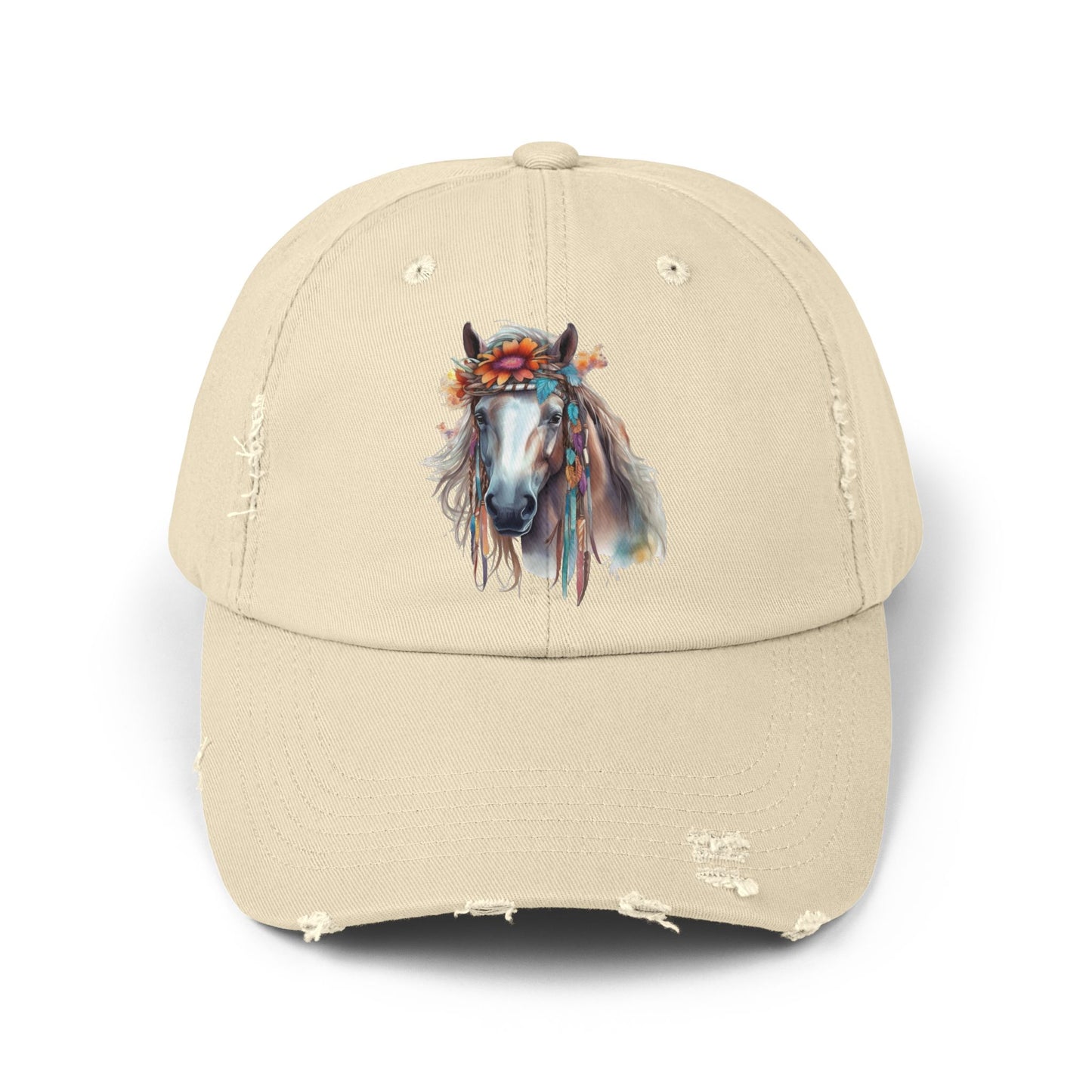 Boho Floral Horse Cap | Distressed Baseball Hat