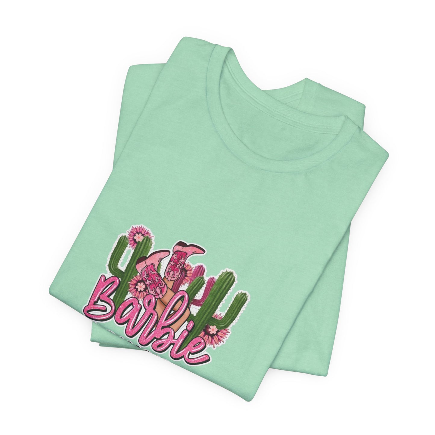 Barbie Cowgirl T‑Shirt – Pink Western Cactus Graphic Tee