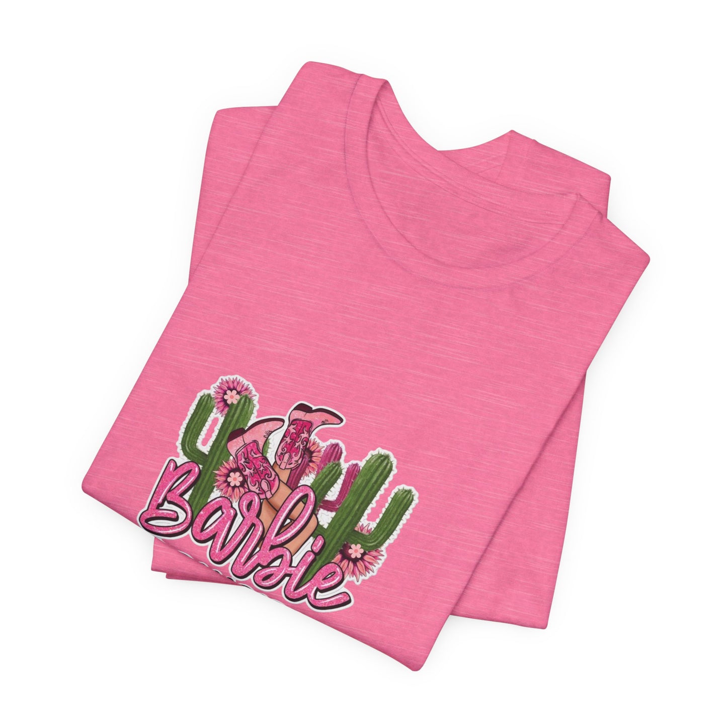 Barbie Cowgirl T‑Shirt – Pink Western Cactus Graphic Tee