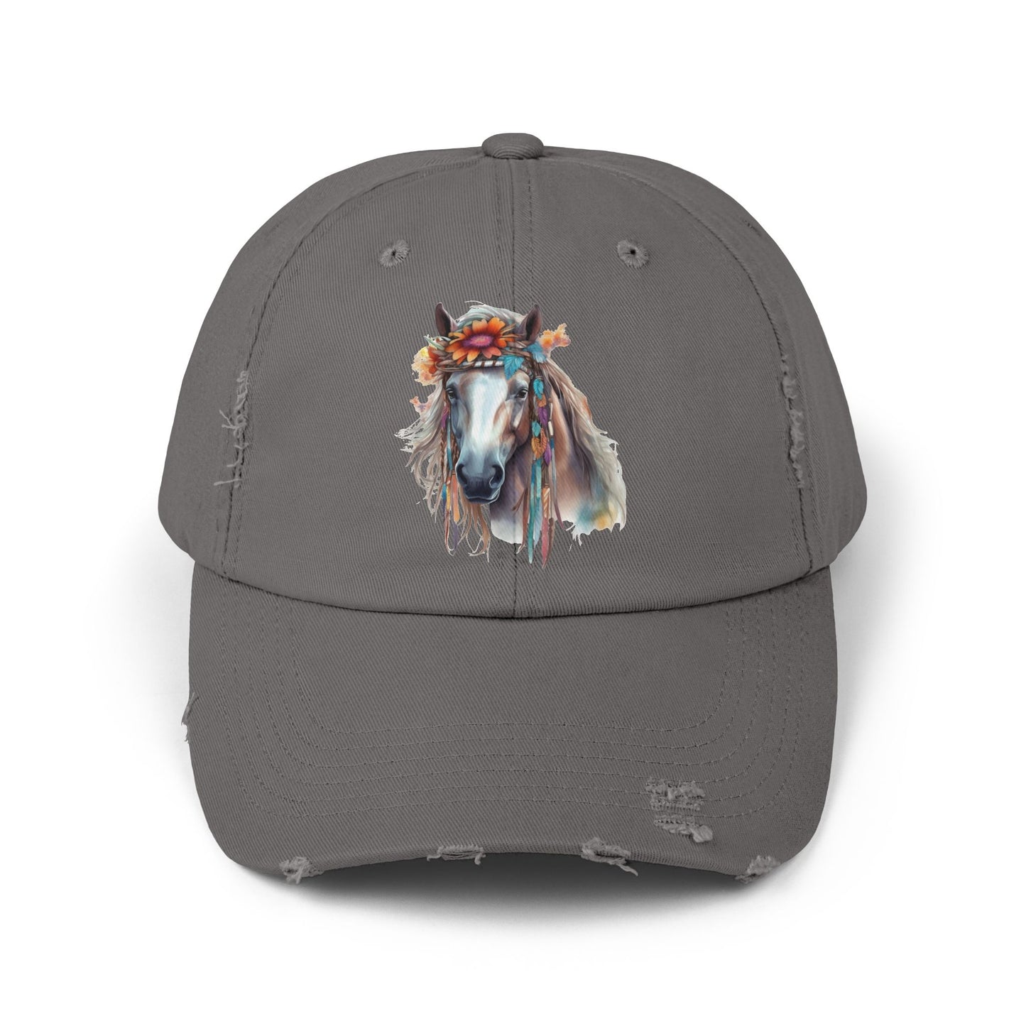 Boho Floral Horse Cap | Distressed Baseball Hat