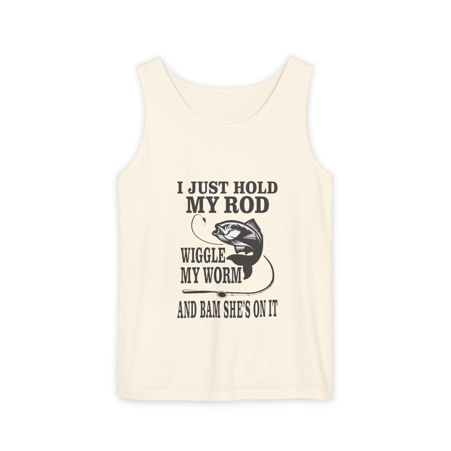 I Just Hold My Rod Fishing Tank Top | Funny Fishing Quote, Bass Graphic