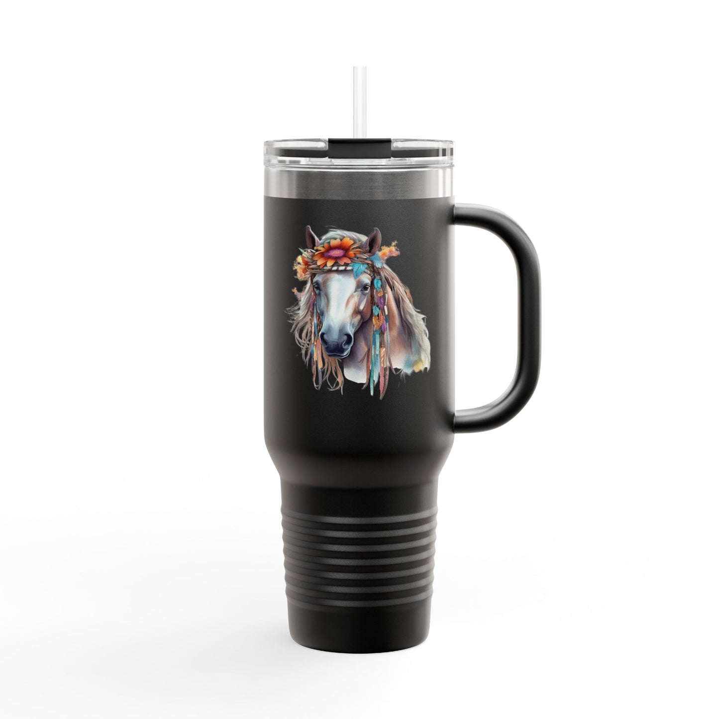 Boho Floral Horse Insulated Travel Mug | 40oz