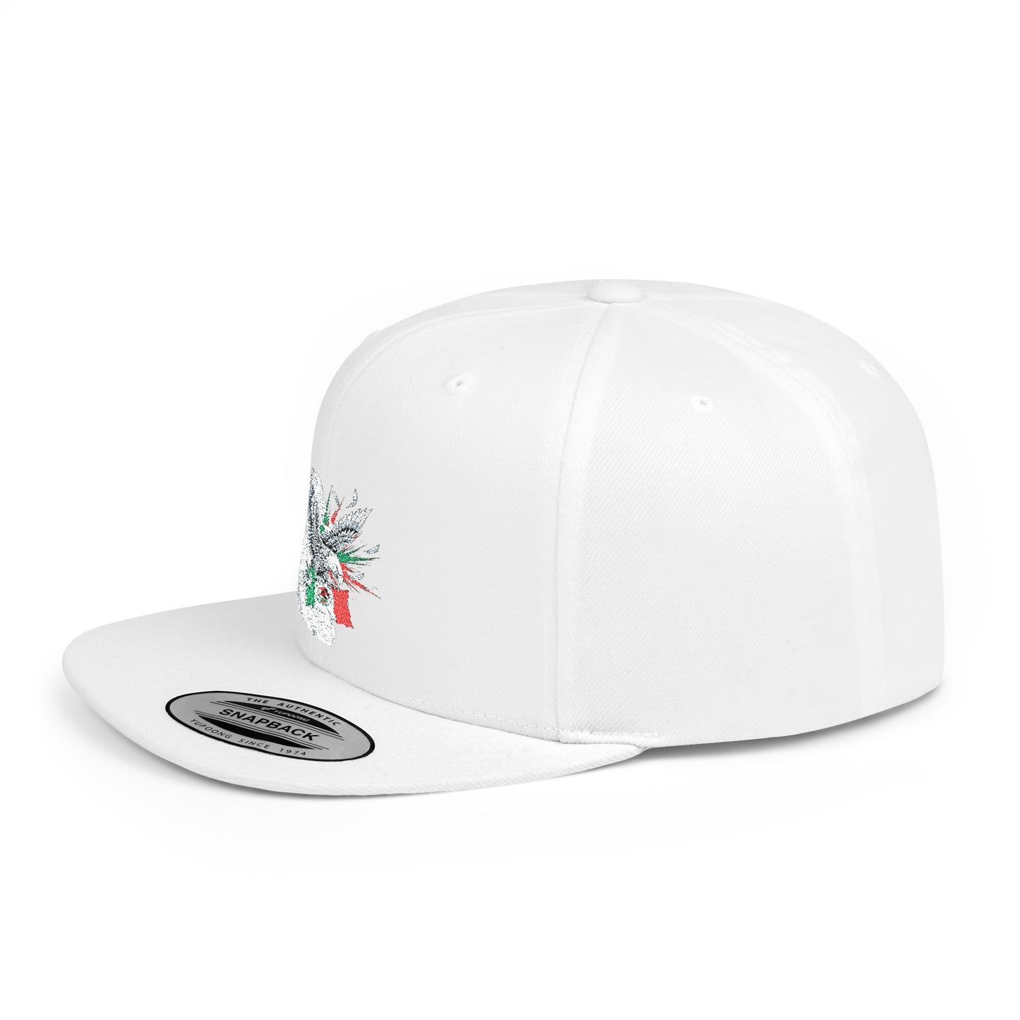Mexican Flag Skull Flat Bill Snapback | Mexico Skull Cap, Grunge Patriotic Hat