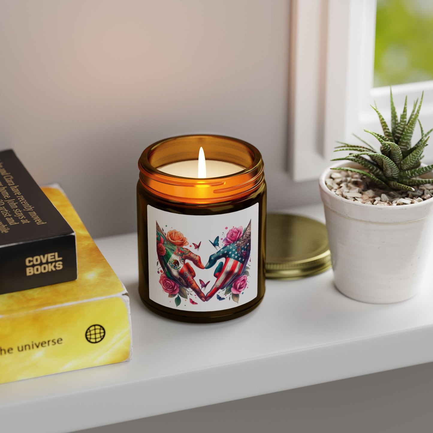 Rose & Butterfly Heart Candle — Scented Coconut Apricot Wax (4oz & 9oz)