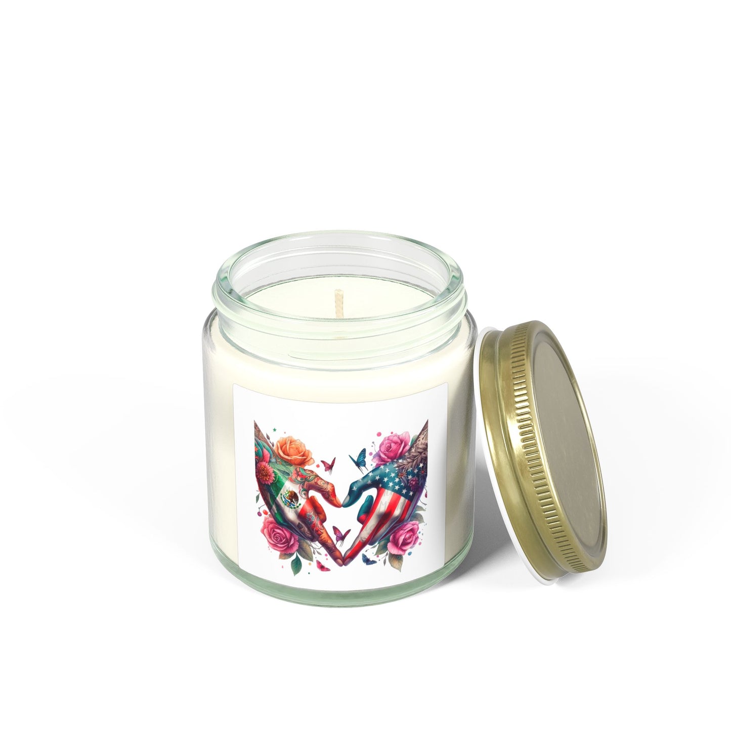 Rose & Butterfly Heart Candle — Scented Coconut Apricot Wax (4oz & 9oz)