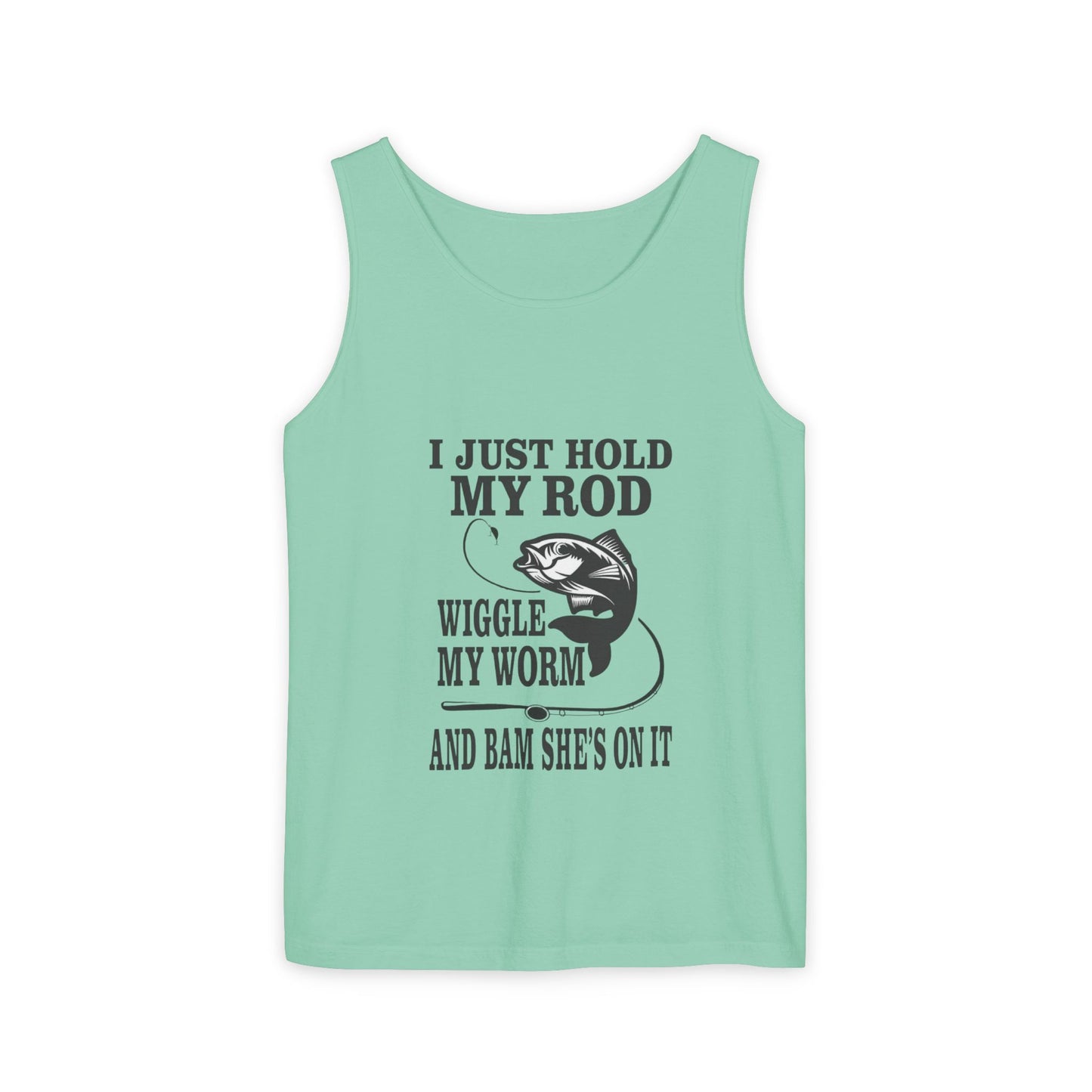 I Just Hold My Rod Fishing Tank Top | Funny Fishing Quote, Bass Graphic