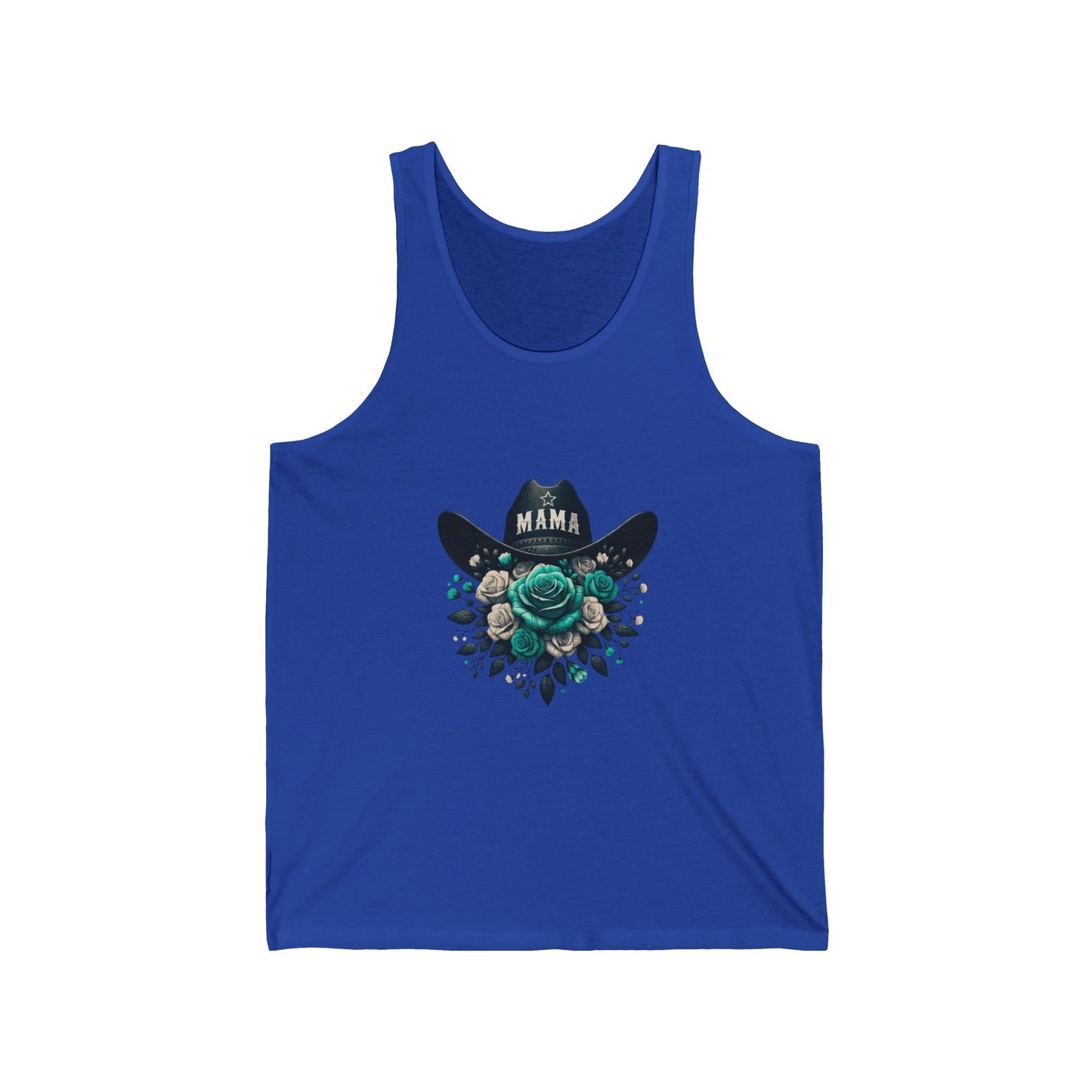 Mama Cowgirl Hat with Teal Rose Tank | Floral Western Mom Top