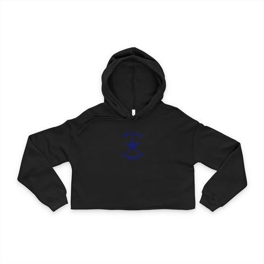 Anchor Floral Design Women's Cropped Hoodie | Nautical Blue Anchor