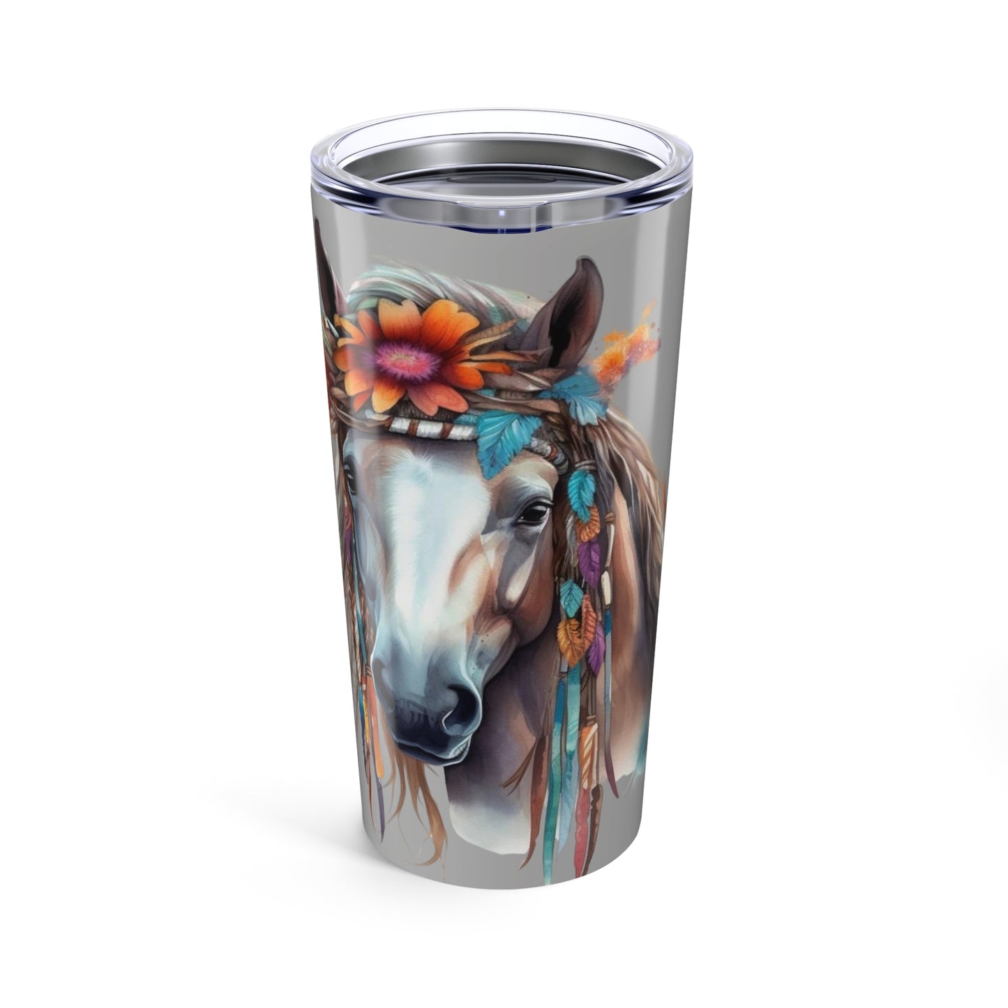 Boho Floral Horse Tumbler 20oz | Western Native Feather