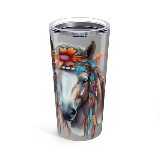 Boho Floral Horse Tumbler 20oz | Western Native Feather
