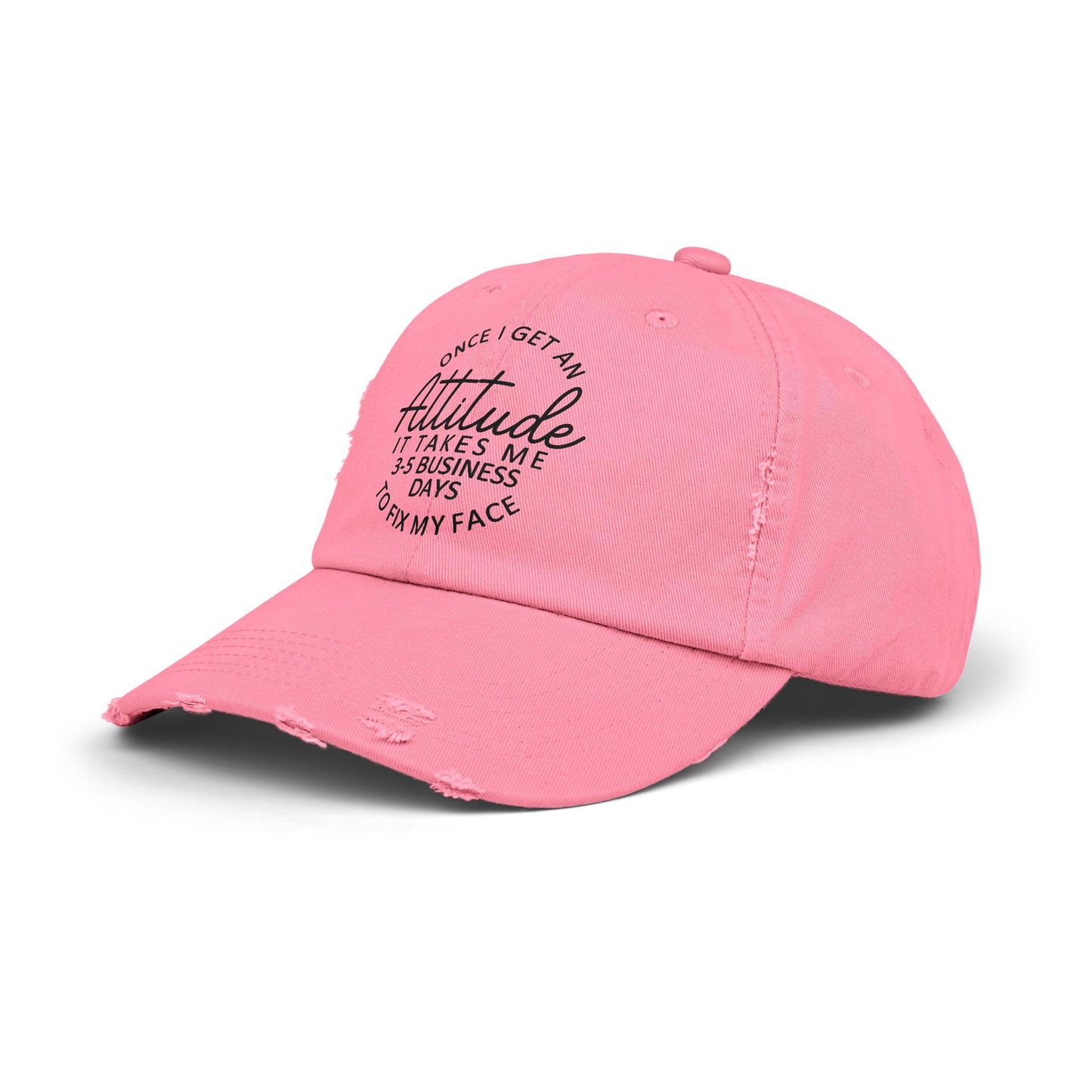 Once I Get An Attitude cap | Distressed Baseball Hat with Funny Quote