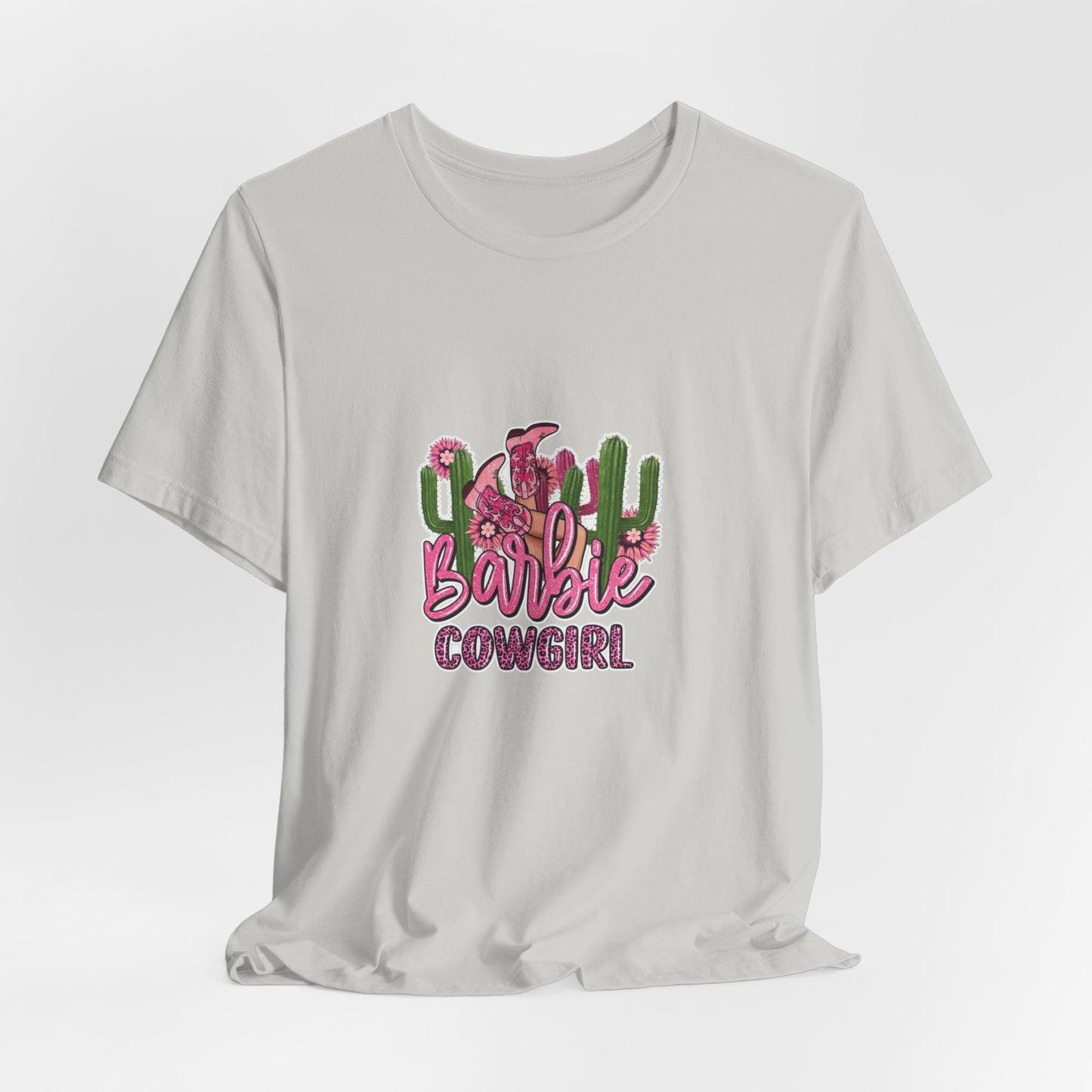 Barbie Cowgirl T‑Shirt – Pink Western Cactus Graphic Tee