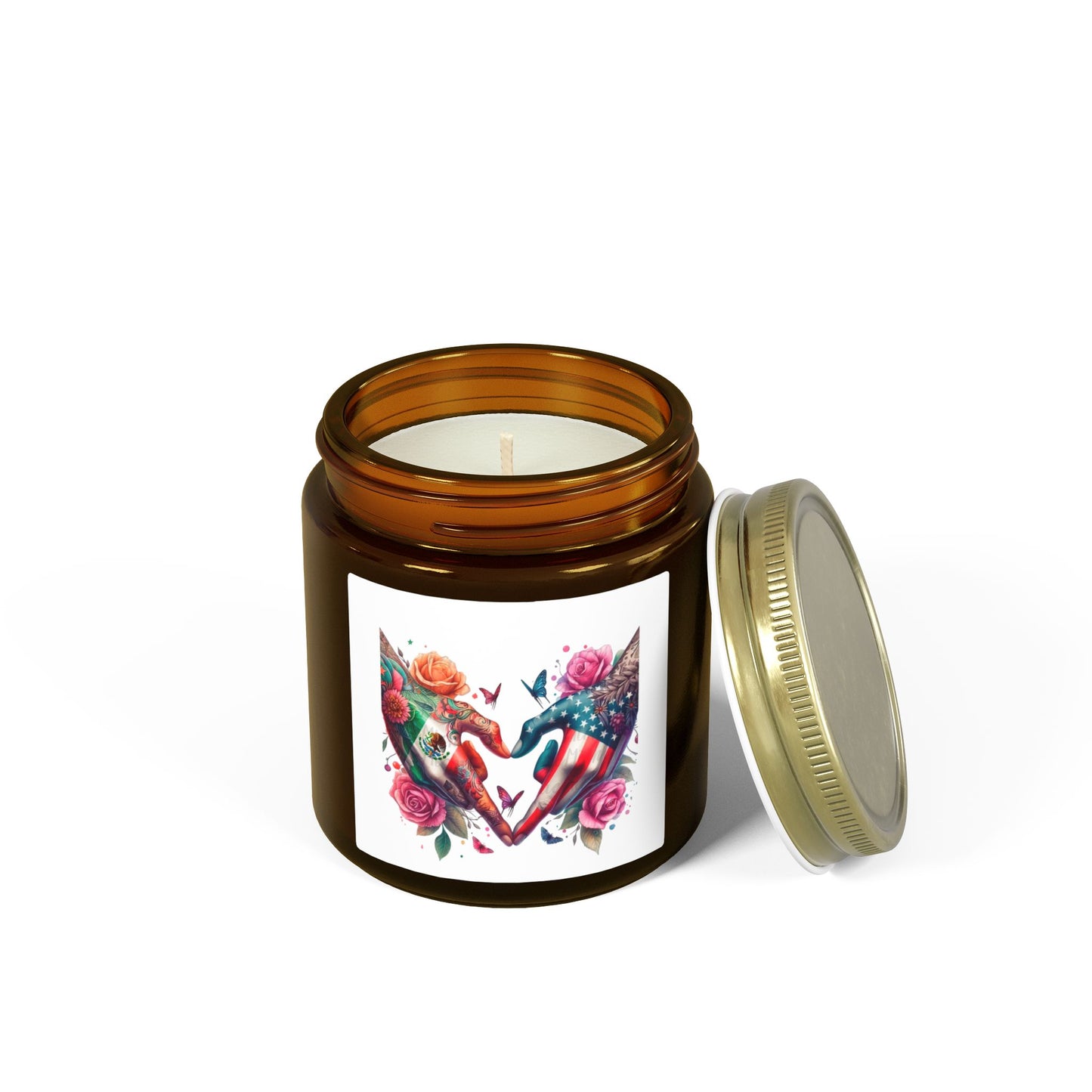 Rose & Butterfly Heart Candle — Scented Coconut Apricot Wax (4oz & 9oz)
