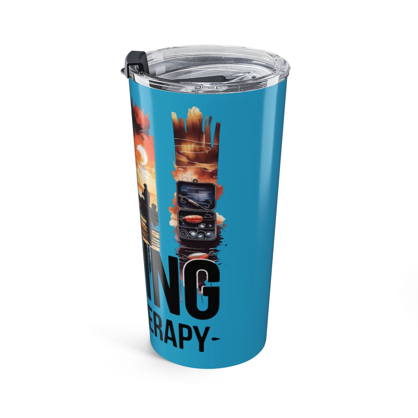 Fishing Therapy Tumbler 20oz | Fishing Scenes, Bass Graphic, Outdoor Drinkware