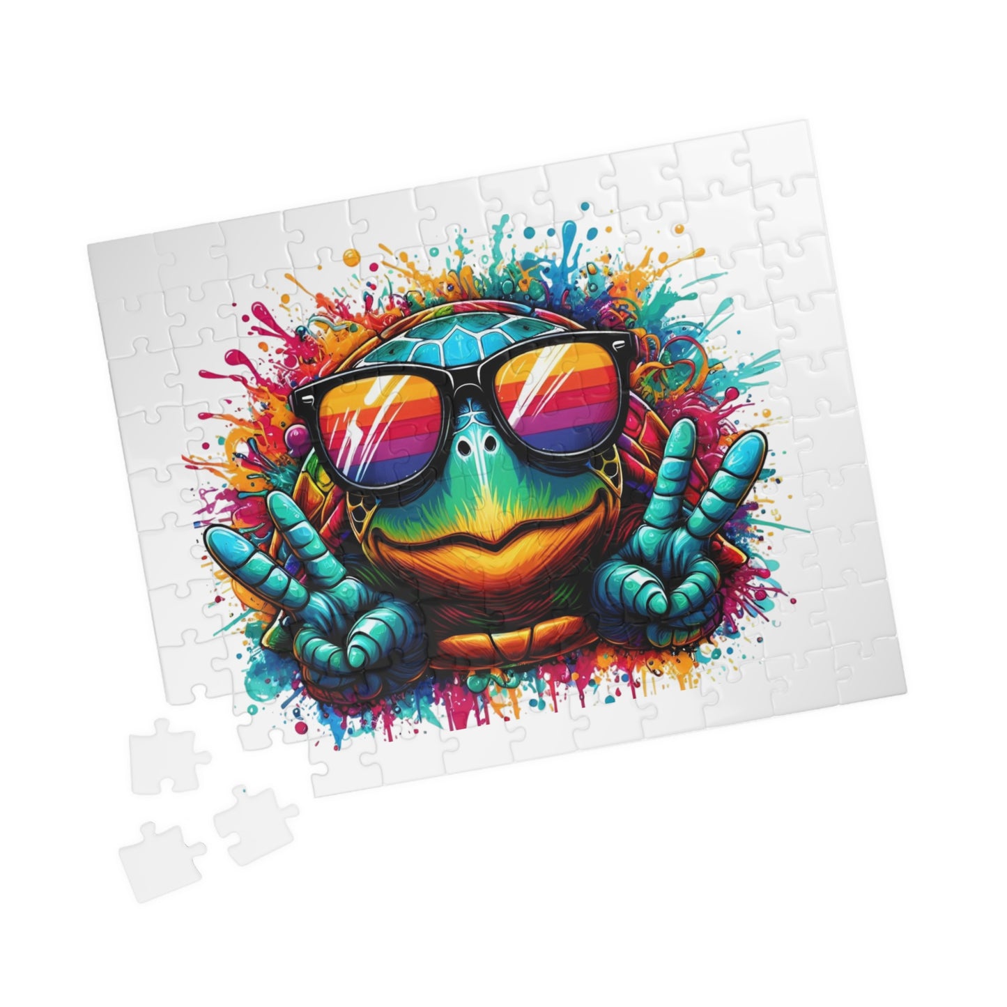 Colorful Turtle with Sunglasses Puzzle | Vibrant Tropical Animal Jigsaw