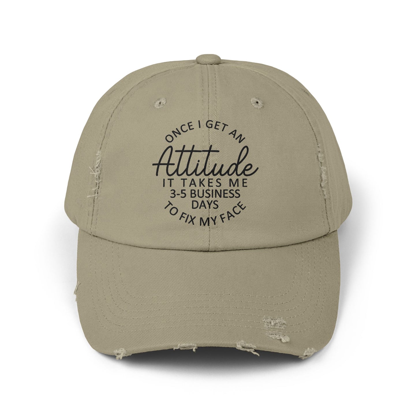 Once I Get An Attitude cap | Distressed Baseball Hat with Funny Quote