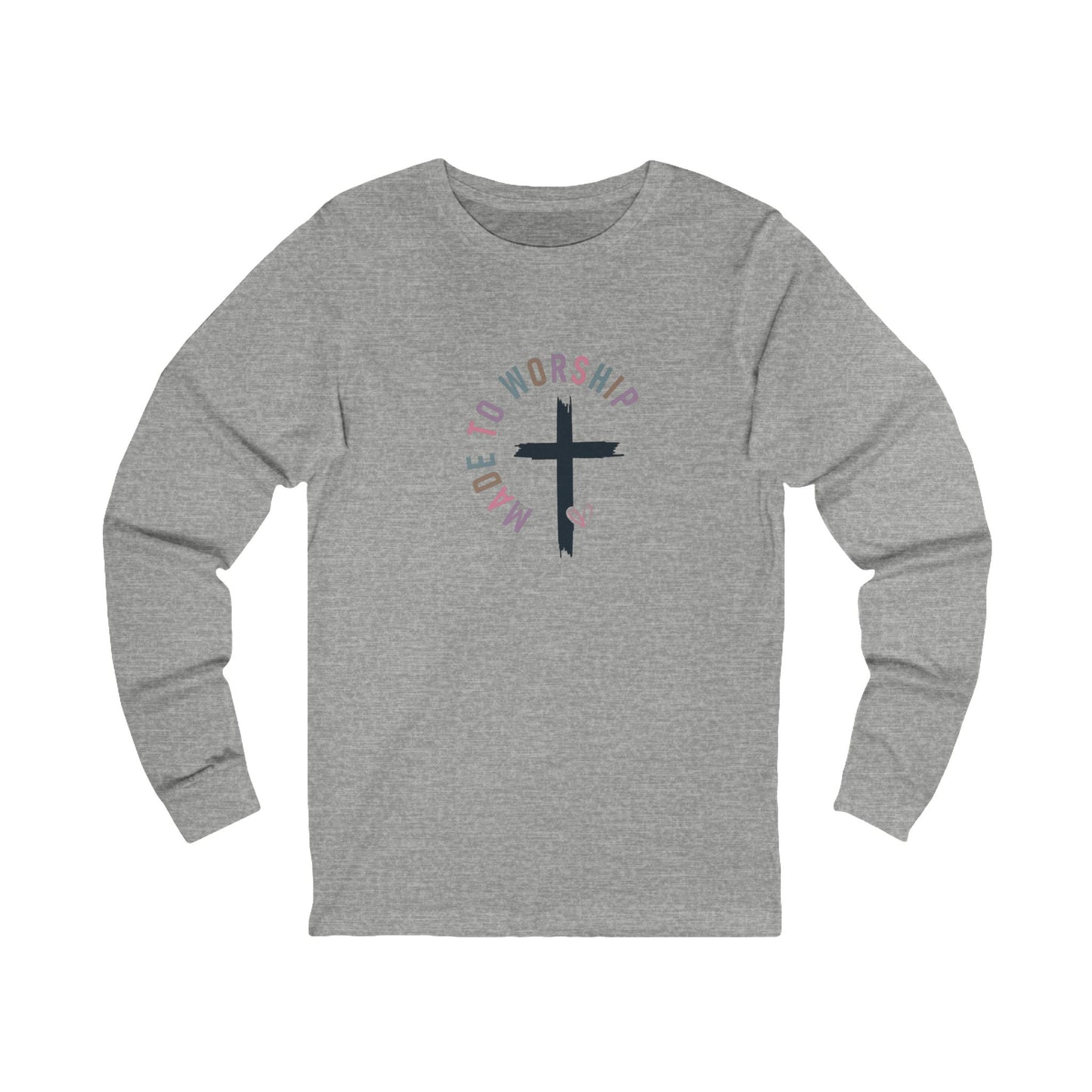 Made to Worship Long Sleeve Tee — Christian Cross Faith Shirt