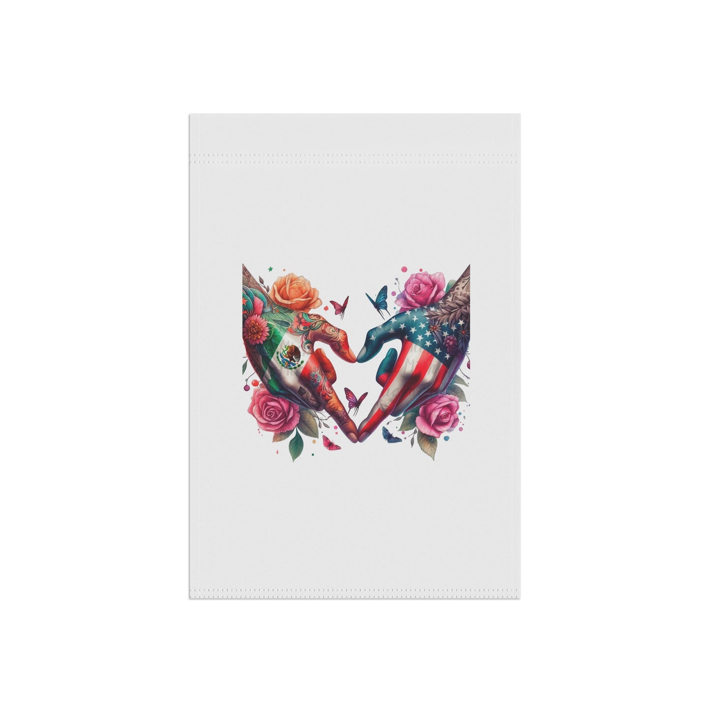 Patriotic Elephant Heart Garden Flag | House Banner, Floral Americana
