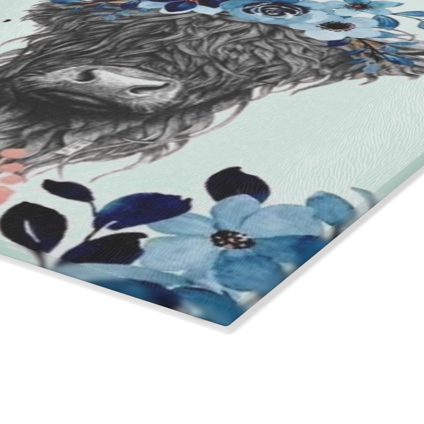 Heifers Be Trippin cow illustration Glass Cutting Board | floral farmhouse kitchen decor