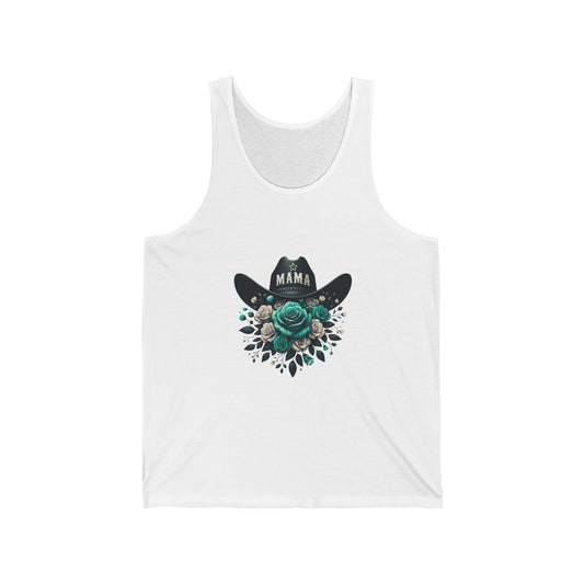 Mama Cowgirl Hat with Teal Rose Tank | Floral Western Mom Top