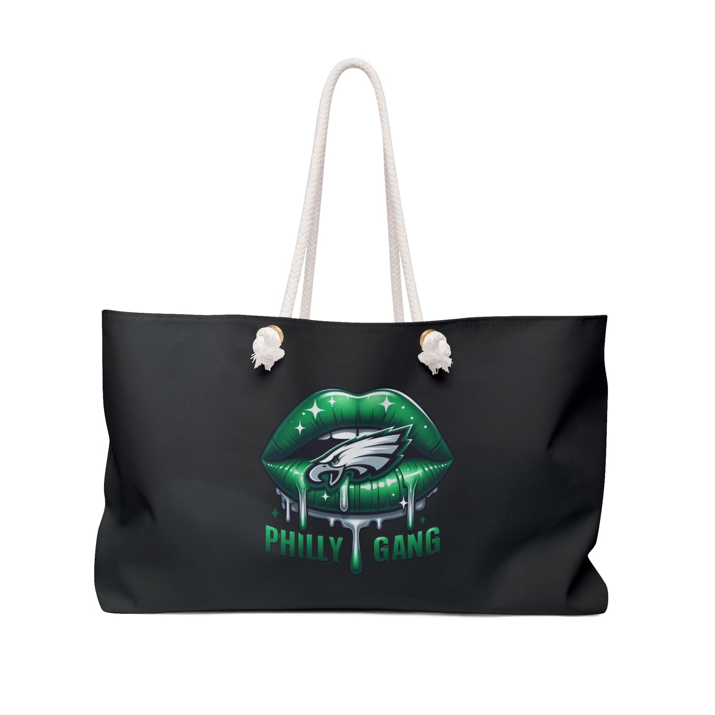 Green Dripping Lips with Philly Gang logo Weekender Bag | Sports Fan Tote