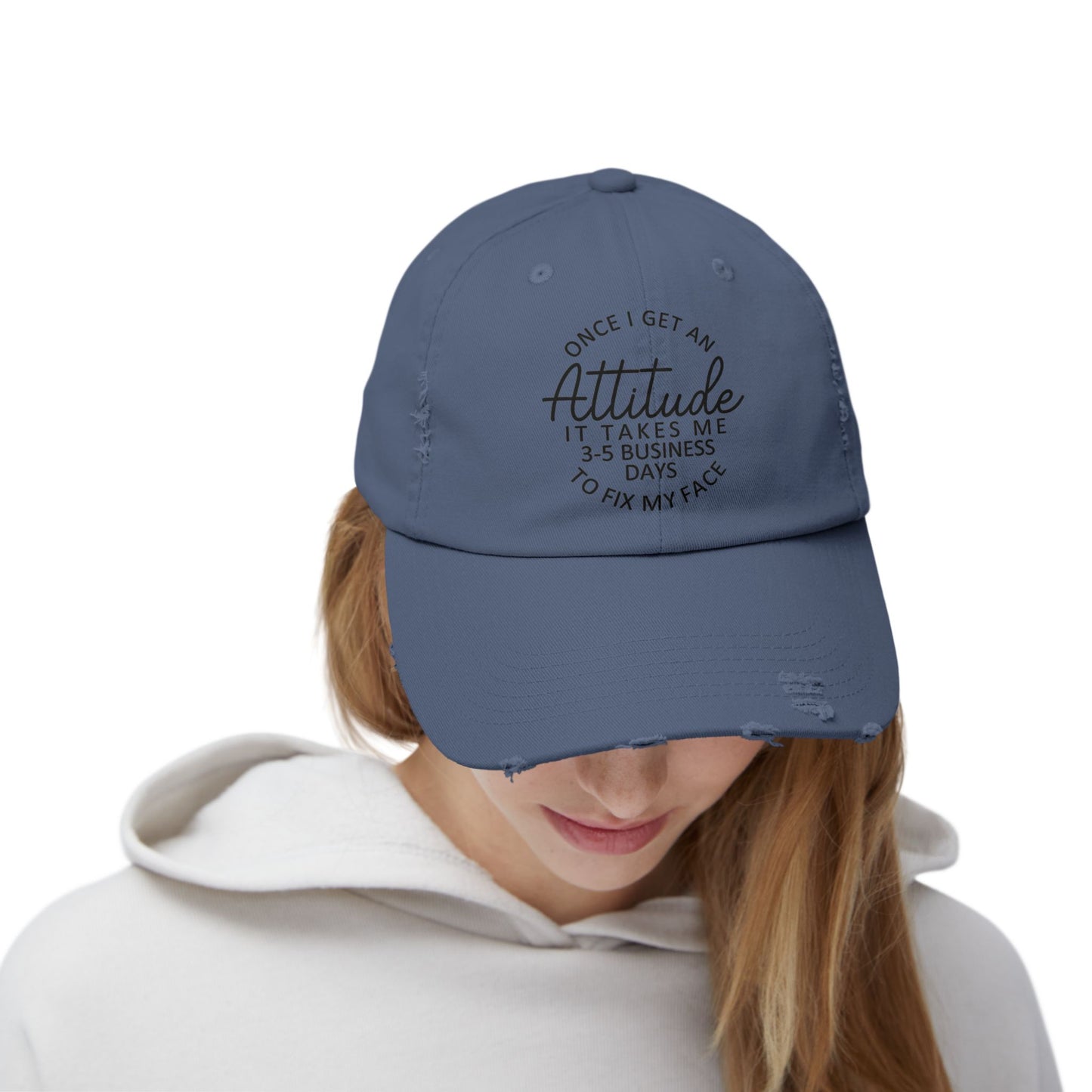 Once I Get An Attitude cap | Distressed Baseball Hat with Funny Quote