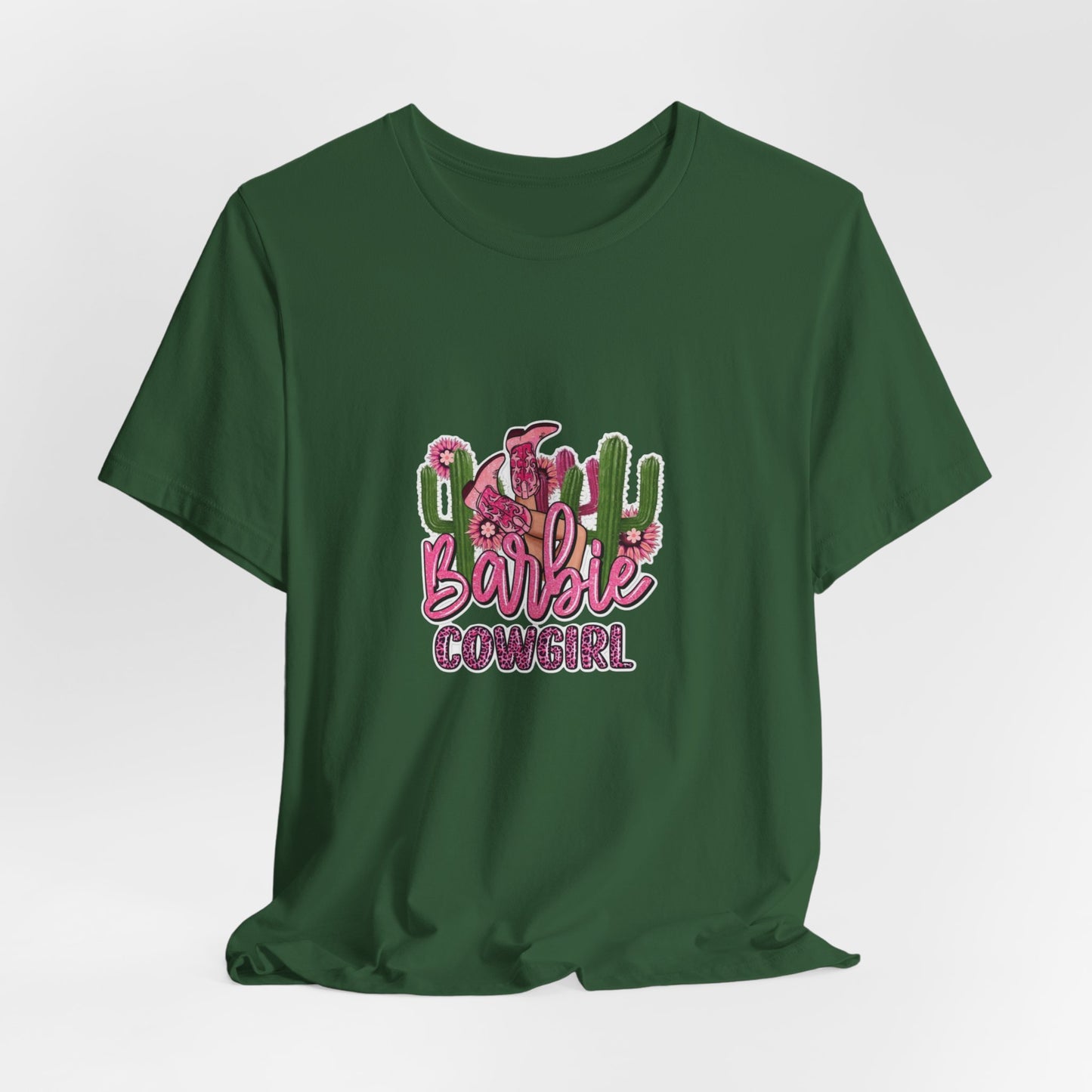 Barbie Cowgirl T‑Shirt – Pink Western Cactus Graphic Tee