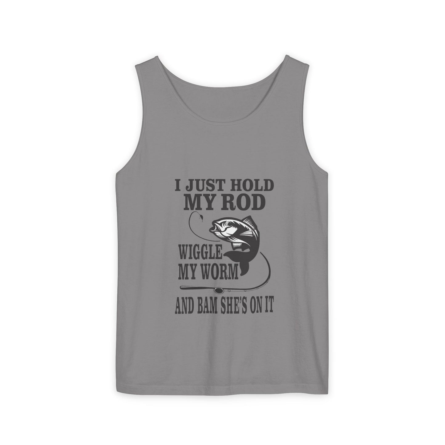 I Just Hold My Rod Fishing Tank Top | Funny Fishing Quote, Bass Graphic
