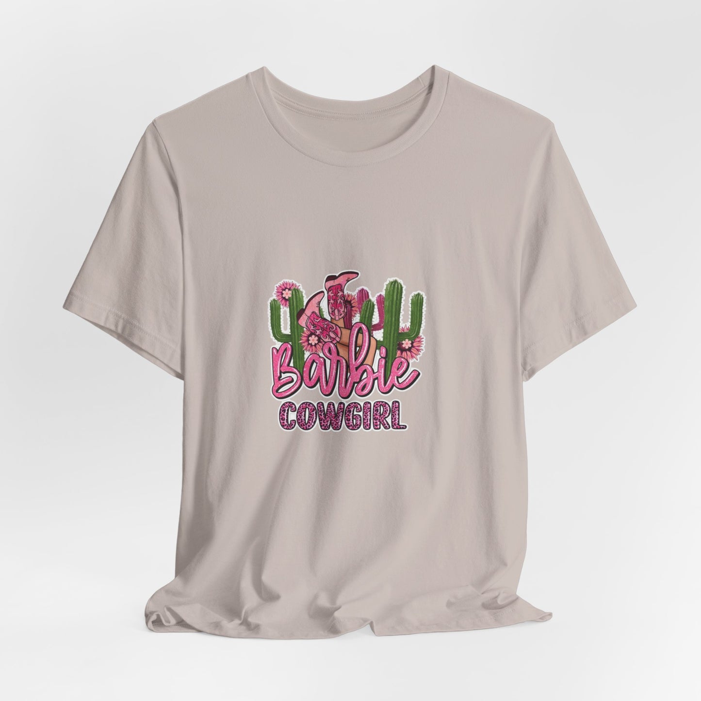 Barbie Cowgirl T‑Shirt – Pink Western Cactus Graphic Tee