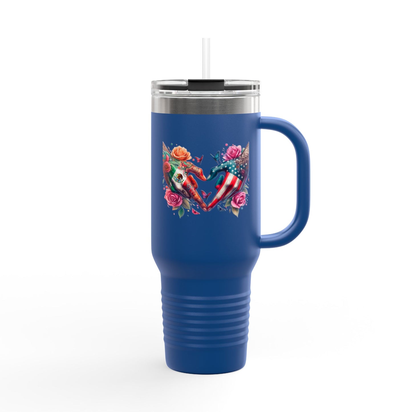 Colorful Floral Elephant Heart Travel Mug | 40oz Insulated Tumbler