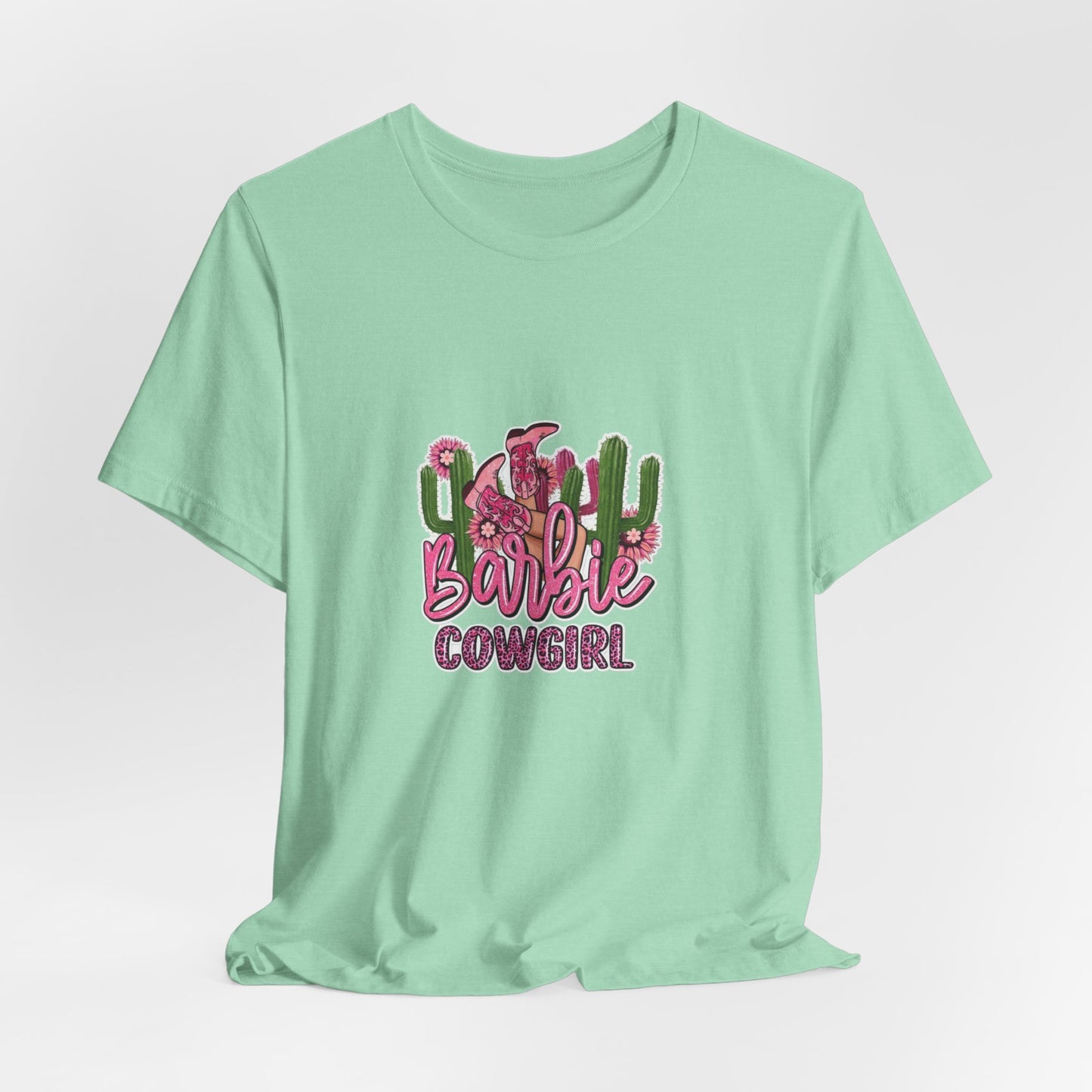 Barbie Cowgirl T‑Shirt – Pink Western Cactus Graphic Tee