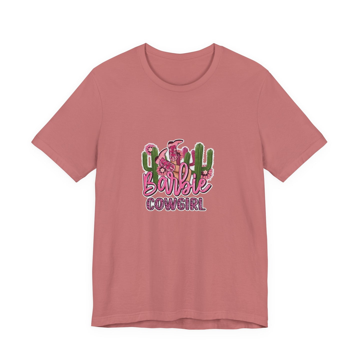 Barbie Cowgirl T‑Shirt – Pink Western Cactus Graphic Tee