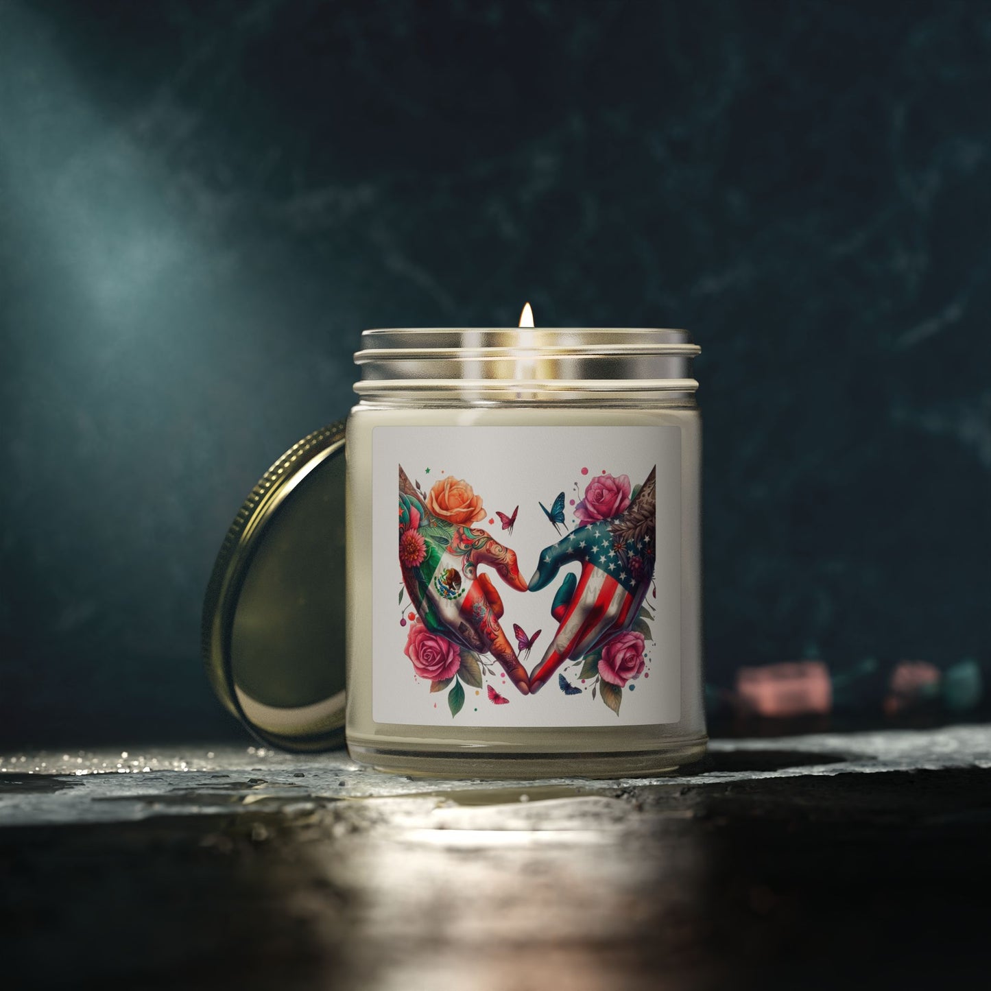 Rose & Butterfly Heart Candle — Scented Coconut Apricot Wax (4oz & 9oz)
