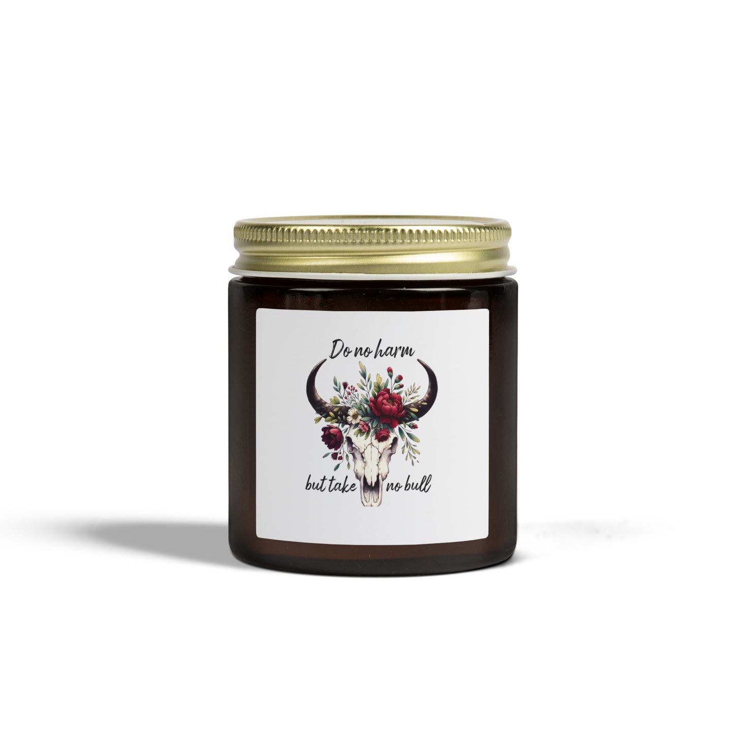 Floral Bull Skull Southwestern Cow Skull Candle | Scented Coconut Apricot Wax