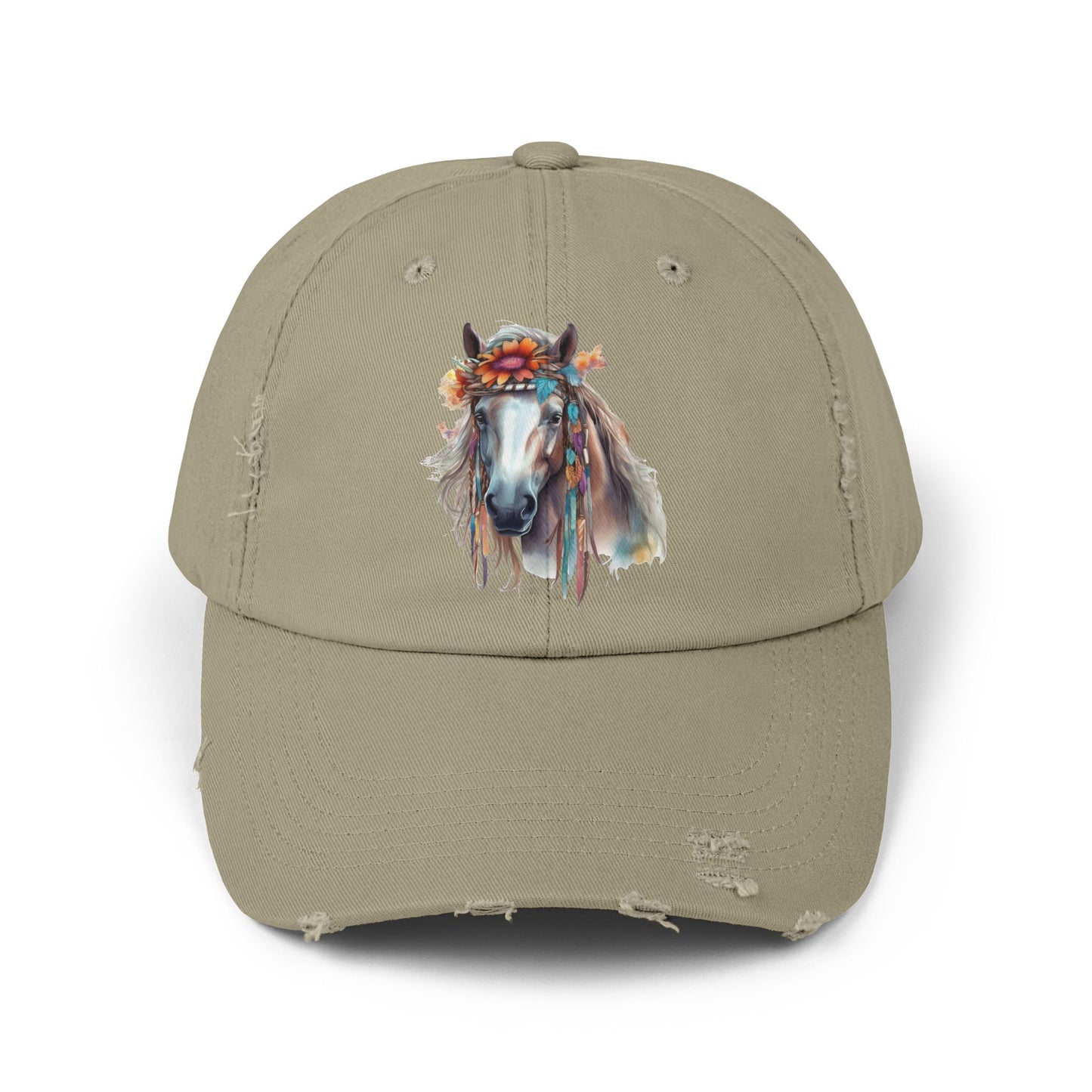 Boho Floral Horse Cap | Distressed Baseball Hat