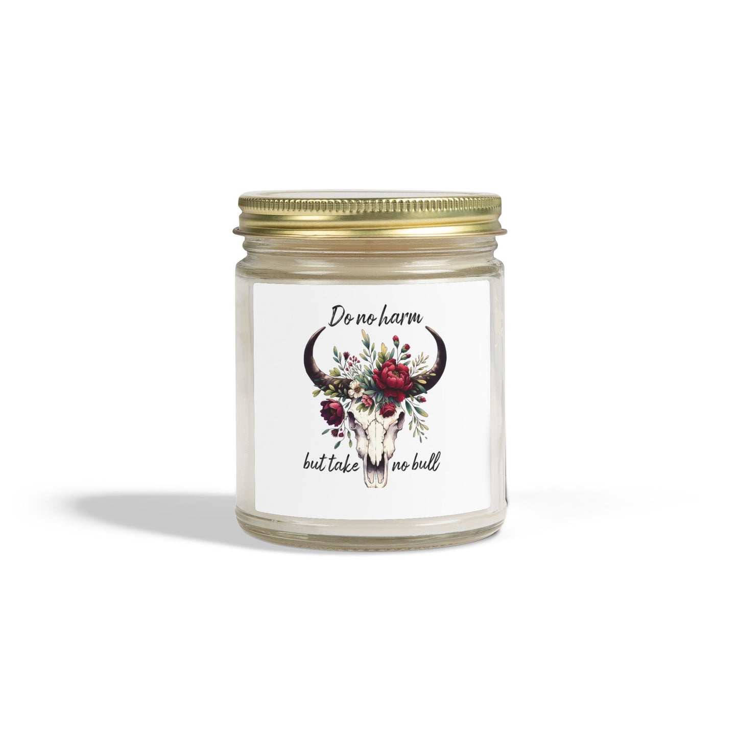 Floral Bull Skull Southwestern Cow Skull Candle | Scented Coconut Apricot Wax