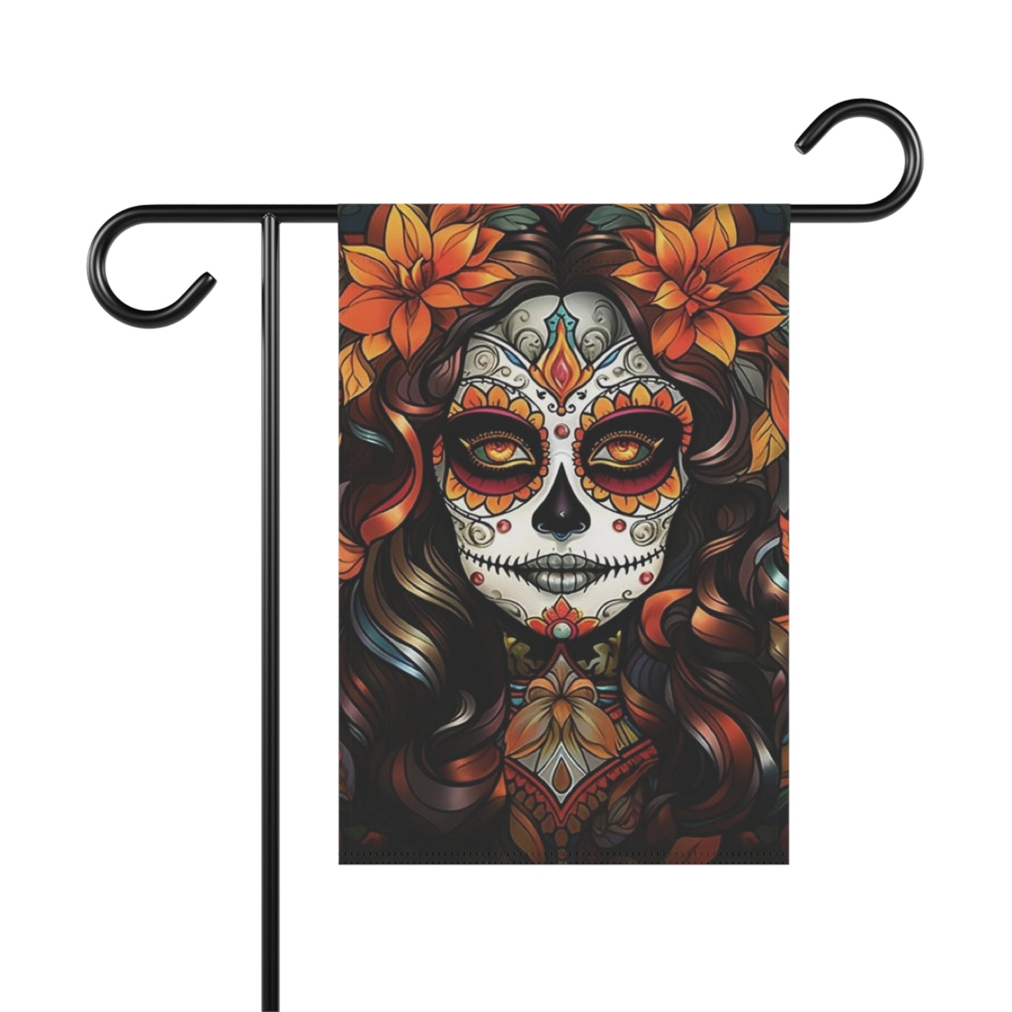 Sugar Skull Woman Garden Flag | House Banner, Day of the Dead Décor