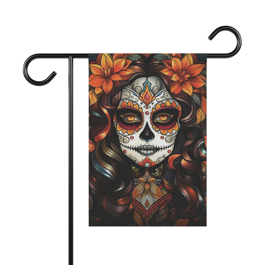 Sugar Skull Woman Garden Flag | House Banner, Day of the Dead Décor