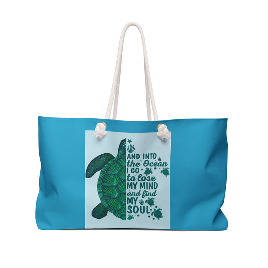 Sea Turtle Quote Weekender Bag | Ocean Tote, Beach Travel Bag