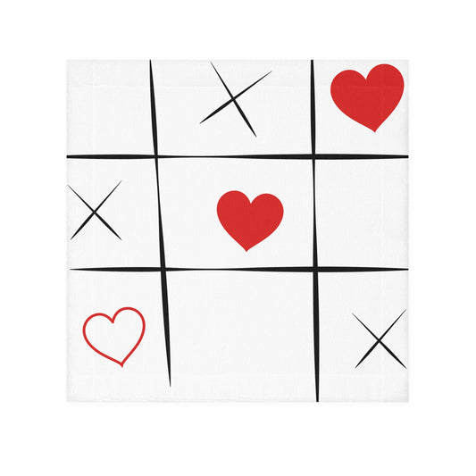 Tic Tac Toe Hearts Face Towel | Red Heart X O Pattern