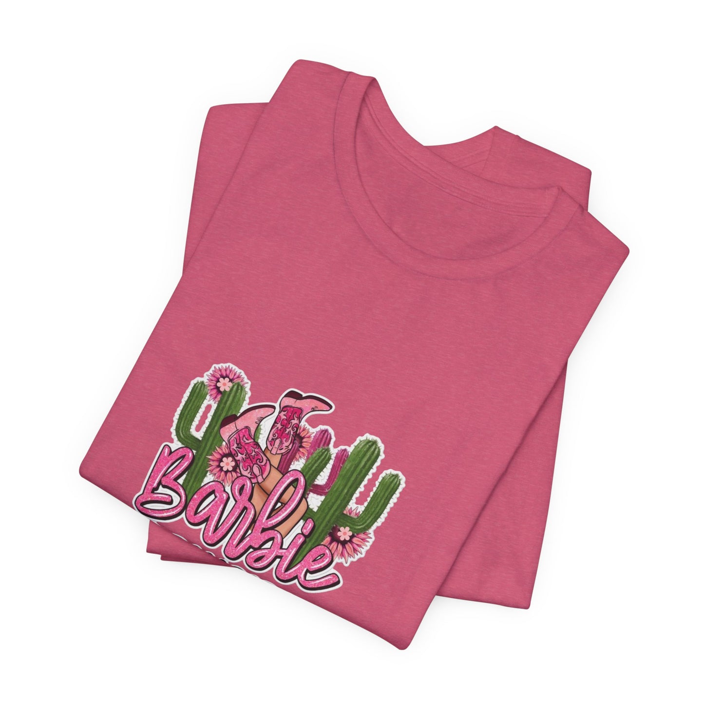 Barbie Cowgirl T‑Shirt – Pink Western Cactus Graphic Tee