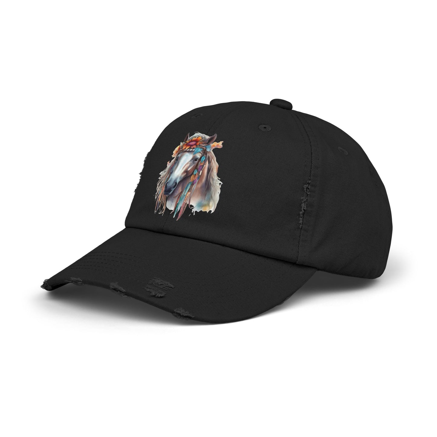 Boho Floral Horse Cap | Distressed Baseball Hat