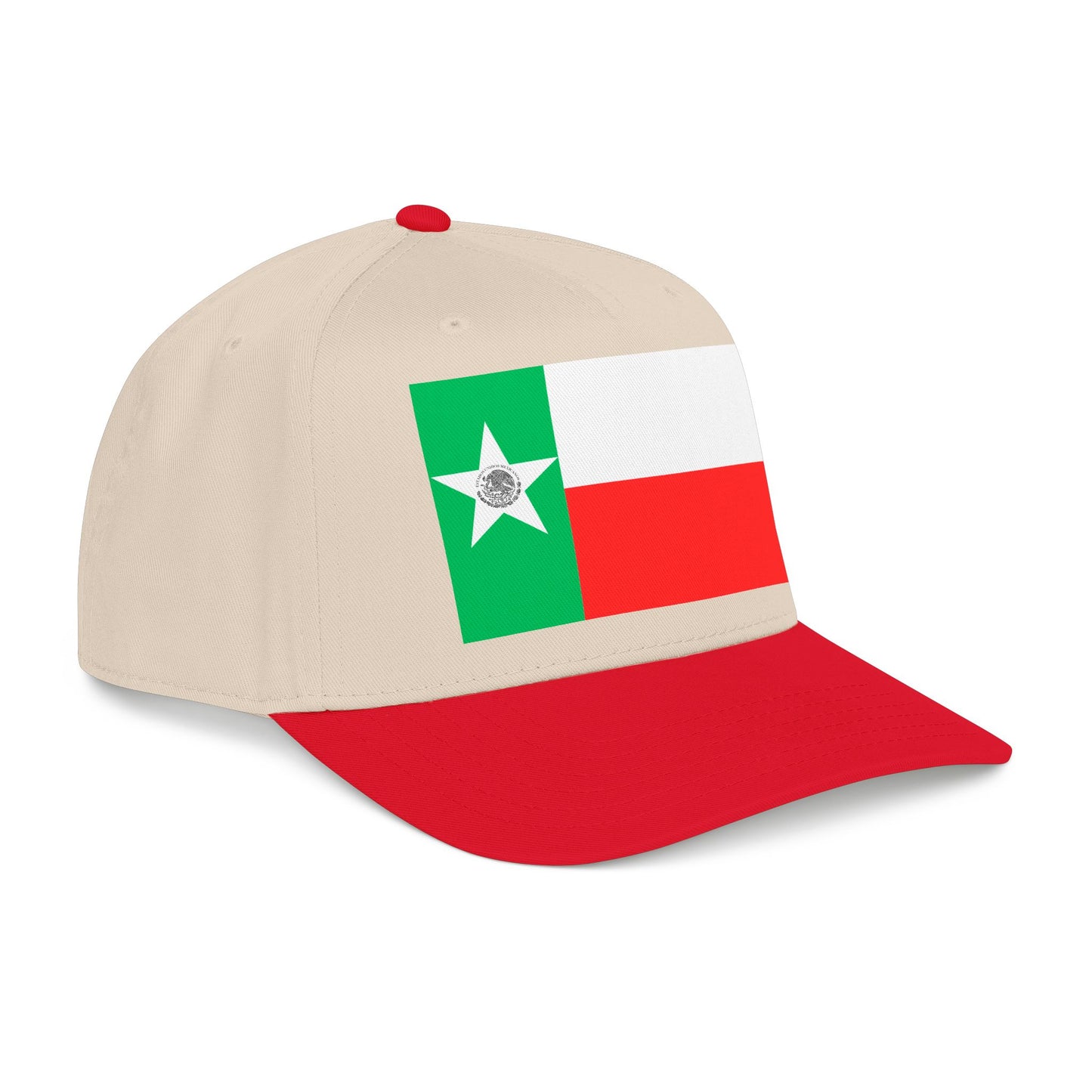 Mexico Flag Star embroidered Tricolor Mid Profile Baseball Cap | Mexican Flag Cap