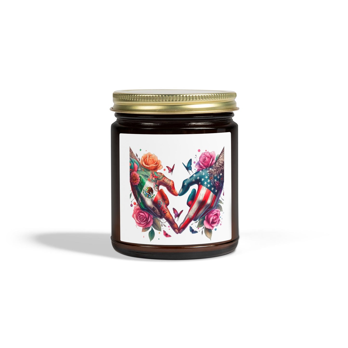 Rose & Butterfly Heart Candle — Scented Coconut Apricot Wax (4oz & 9oz)