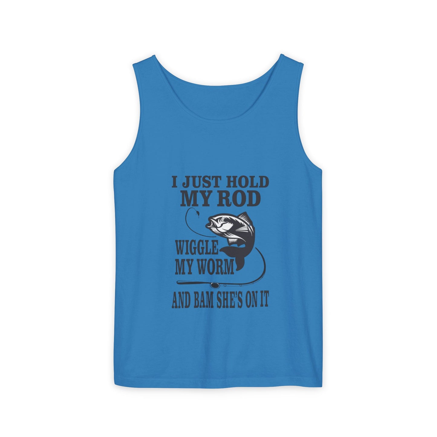 I Just Hold My Rod Fishing Tank Top | Funny Fishing Quote, Bass Graphic