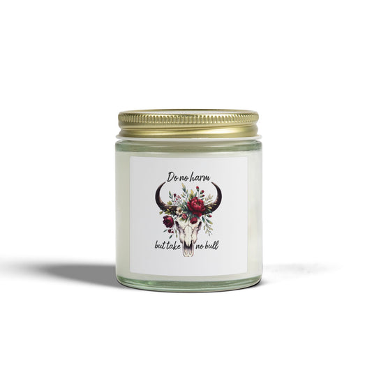 Floral Bull Skull Southwestern Cow Skull Candle | Scented Coconut Apricot Wax